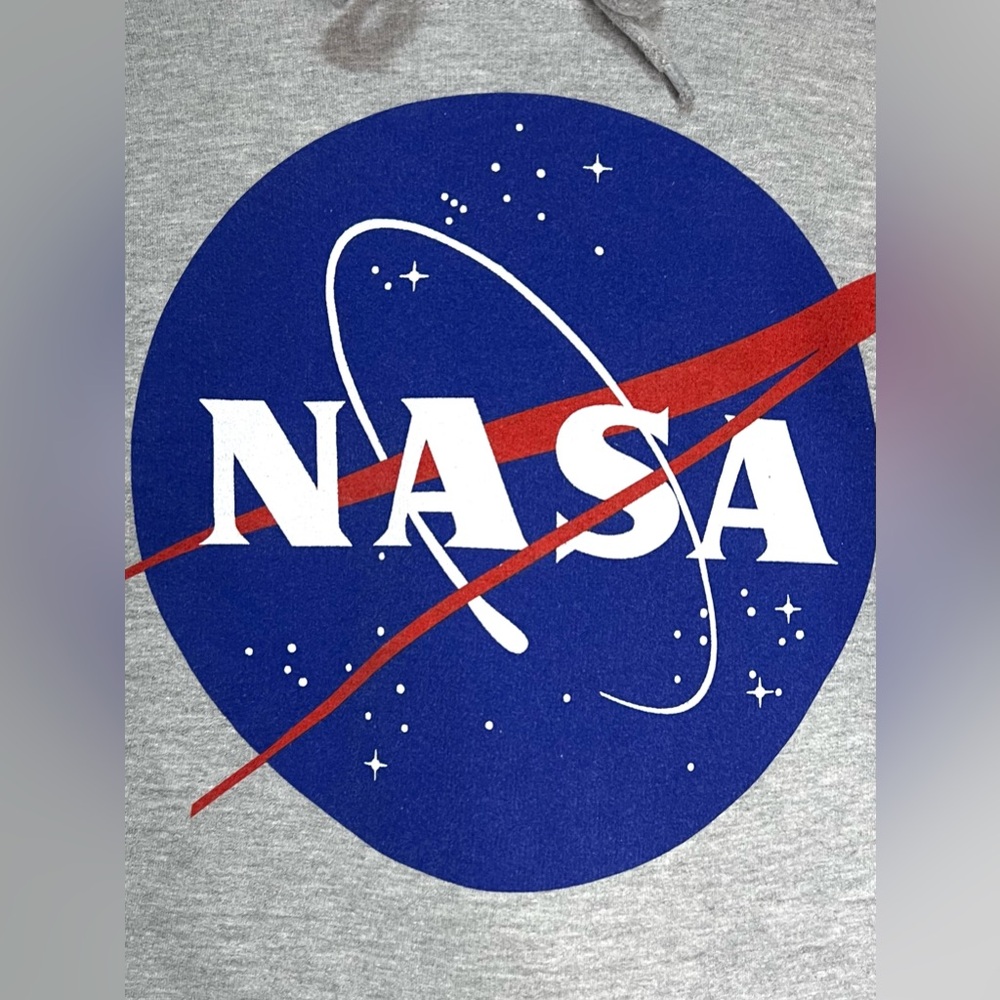 NASA Cropped Pullover Cotton Hoodie | Science Space Rocket Casual Cozy Raw Hem - Picture 5 of 9